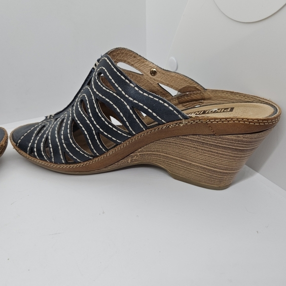 Pikolinos leather capri wedge sandals dark blue EU 37 US 6.5-7 - Picture 5 of 11